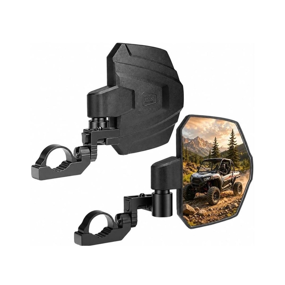 KEMIMOTO UTV Side Mirrors 2 Pack Black Extendable For RZR Maverick X3 Pioneer
